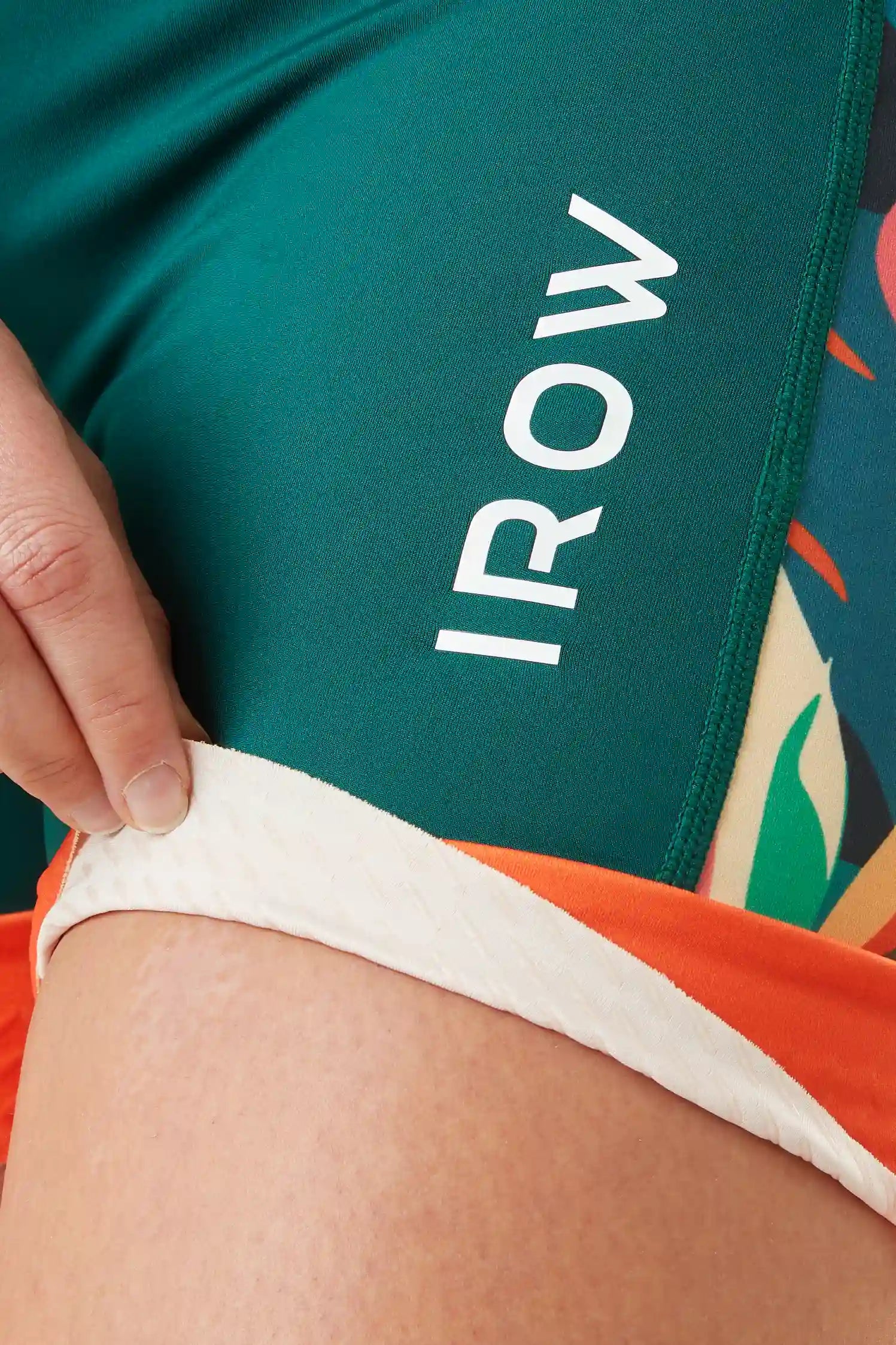 Detail of Tropical AIO silicone grip shorts edge