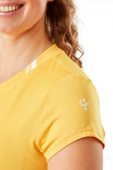 Orange short sleeve Aerocool performance crop top for women's rowing, running, yoga, gym and training
