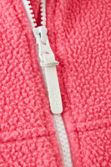 Pink recycled sherpa fleece jacket with contrast panels for women's rowing, active and leisure wear