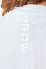 White long sleeve Aerocool performance crop top for women's rowing, running, yoga, gym and activewear